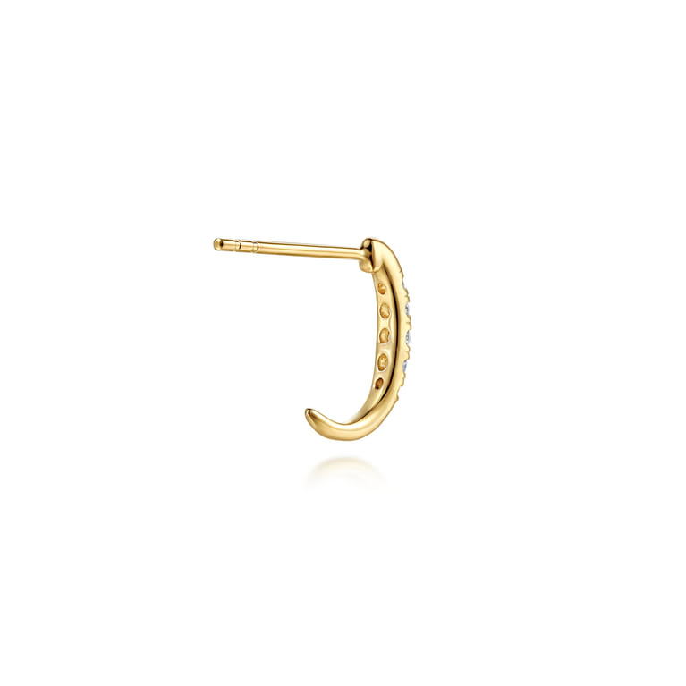 14K Yellow Gold Diamond Classic J Hoop Earrings - 0.15 ct - Shot 2