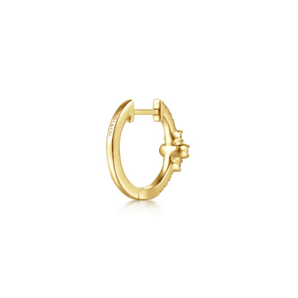 14K Yellow Gold Diamond Clover Huggie Earrings