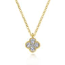 14K Yellow Gold Diamond Clover Pendant Necklace - 0.25 ct