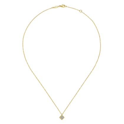 14K Yellow Gold Diamond Clover Pendant Necklace