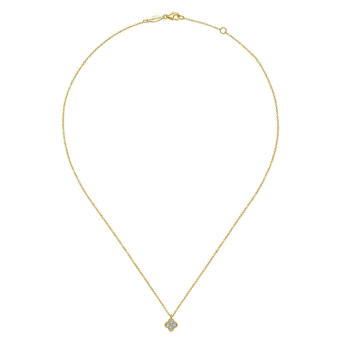 14K Yellow Gold Diamond Clover Pendant Necklace - 0.25 ct - Shot 2