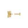 14K Yellow Gold Diamond Clover Single Flatback Stud Earring - 0.03 ct