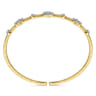 14K Yellow Gold Diamond Clover Station Cuff Bangle Bracelet - 0.35 ct