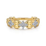 14K Yellow Gold Diamond Clover Station Ring - 0.35 ct