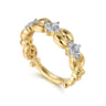 14K Yellow Gold Diamond Clover Station Ring - 0.35 ct