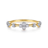 14K Yellow Gold Diamond Clover Station Stackable Ring - 0.15 ct