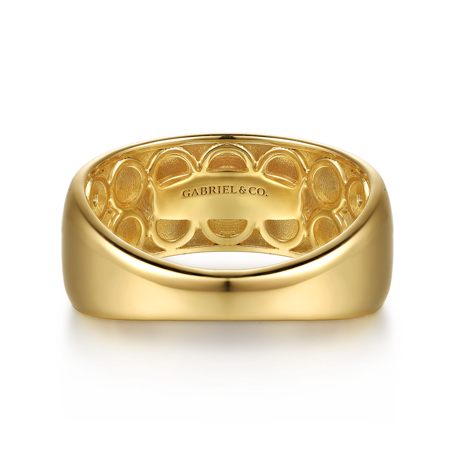 14K Yellow Gold Diamond Clover Station Wide Band Ring - 0.35 ct - Shot 5