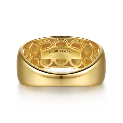 14K Yellow Gold Diamond Clover Station Wide Band Ring