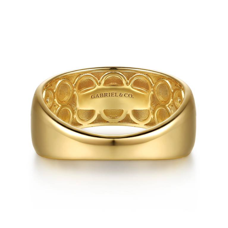 14K Yellow Gold Diamond Clover Station Wide Band Ring - 0.35 ct - Shot 5