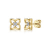 14K Yellow Gold Diamond Clover Stud Earrings - 0.05 ct