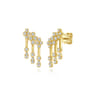 14K Yellow Gold Diamond Clover and Pear Stud Crop Earrings - 0.6 ct