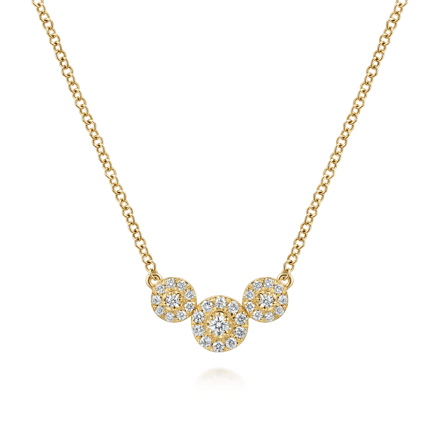 14K Yellow Gold Diamond Cluster Bar Necklace - 0.17 ct - Shot 1