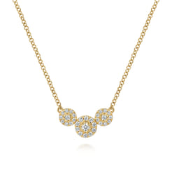 14K Yellow Gold Diamond Cluster Bar Necklace