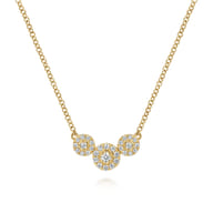 14K Yellow Gold Diamond Cluster Bar Necklace