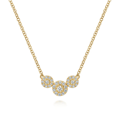 14K Yellow Gold Diamond Cluster Bar Necklace