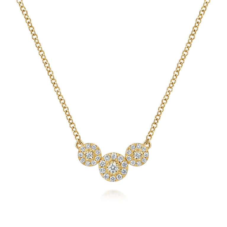 14K Yellow Gold Diamond Cluster Bar Necklace - 0.17 ct - Shot 1