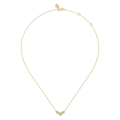 14K Yellow Gold Diamond Cluster Bar Necklace