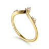 14K Yellow Gold Diamond Cluster Chevron Ring - 0.07 ct