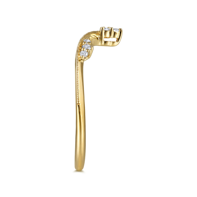 14K Yellow Gold Diamond Cluster Chevron Ring - 0.07 ct - Shot 4