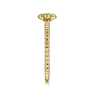 14K Yellow Gold Diamond Cluster Clover and Bujukan Bead Ring