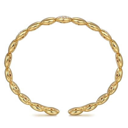 14K Yellow Gold Diamond Cluster Cuff Bangle