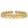 14K Yellow Gold Diamond Cluster Cuff Bangle - 0.55 ct