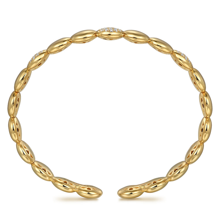 14K Yellow Gold Diamond Cluster Cuff Bangle - 0.55 ct - Shot 3