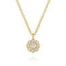 14K Yellow Gold Diamond Cluster Flower Pendant Necklace - 0.1 ct