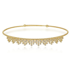 14K Yellow Gold Diamond Clusters Bujukan Beaded Choker Necklace 