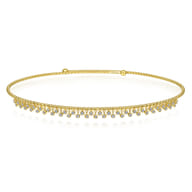 14K Yellow Gold Diamond Clusters Bujukan Beaded Choker Necklace