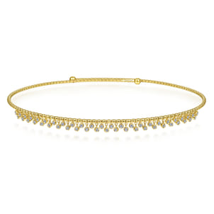 14K Yellow Gold Diamond Clusters Bujukan Beaded Choker Necklace