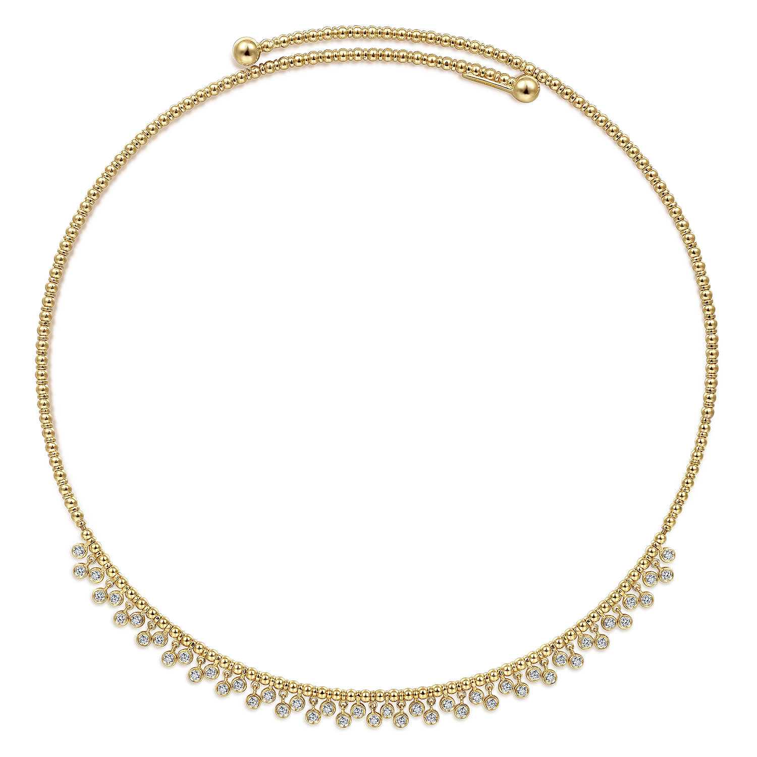 14K Yellow Gold Diamond Clusters Bujukan Beaded Choker Necklace