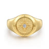 14K Yellow Gold Diamond Compass Signet Ring - 0.05 ct