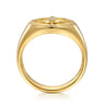 14K Yellow Gold Diamond Compass Signet Ring - 0.05 ct