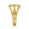 14K Yellow Gold Diamond Compass Signet Ring - 0.05 ct