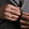 14K Yellow Gold Diamond Compass Signet Ring - 0.05 ct