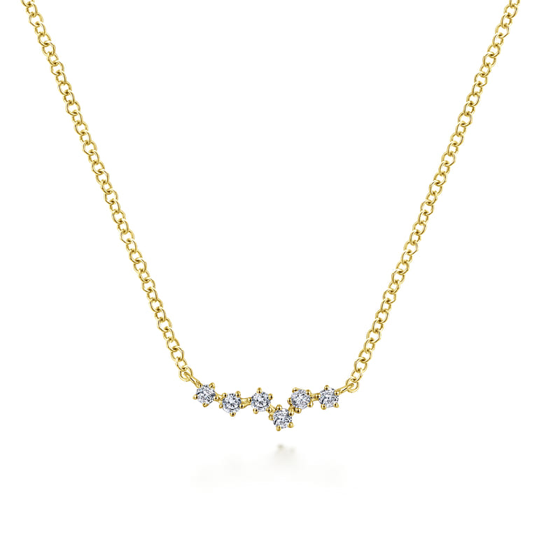 14K Yellow Gold Diamond Constellation Necklace - 0.09 ct - Shot 1