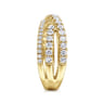 14K Yellow Gold Diamond Criss Cross Ring - 1.03 ct