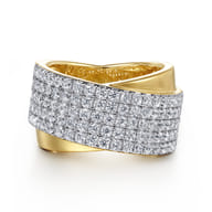 14K Yellow Gold Diamond Criss Cross Ring