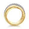 14K Yellow Gold Diamond Criss Cross Ring - 1.7 ct