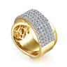 14K Yellow Gold Diamond Criss Cross Ring - 1.7 ct