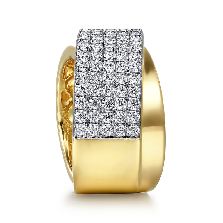 14K Yellow Gold Diamond Criss Cross Ring - 1.7 ct - Shot 4