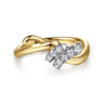 14K Yellow Gold Diamond Criss Cross Ring - 0.19 ct
