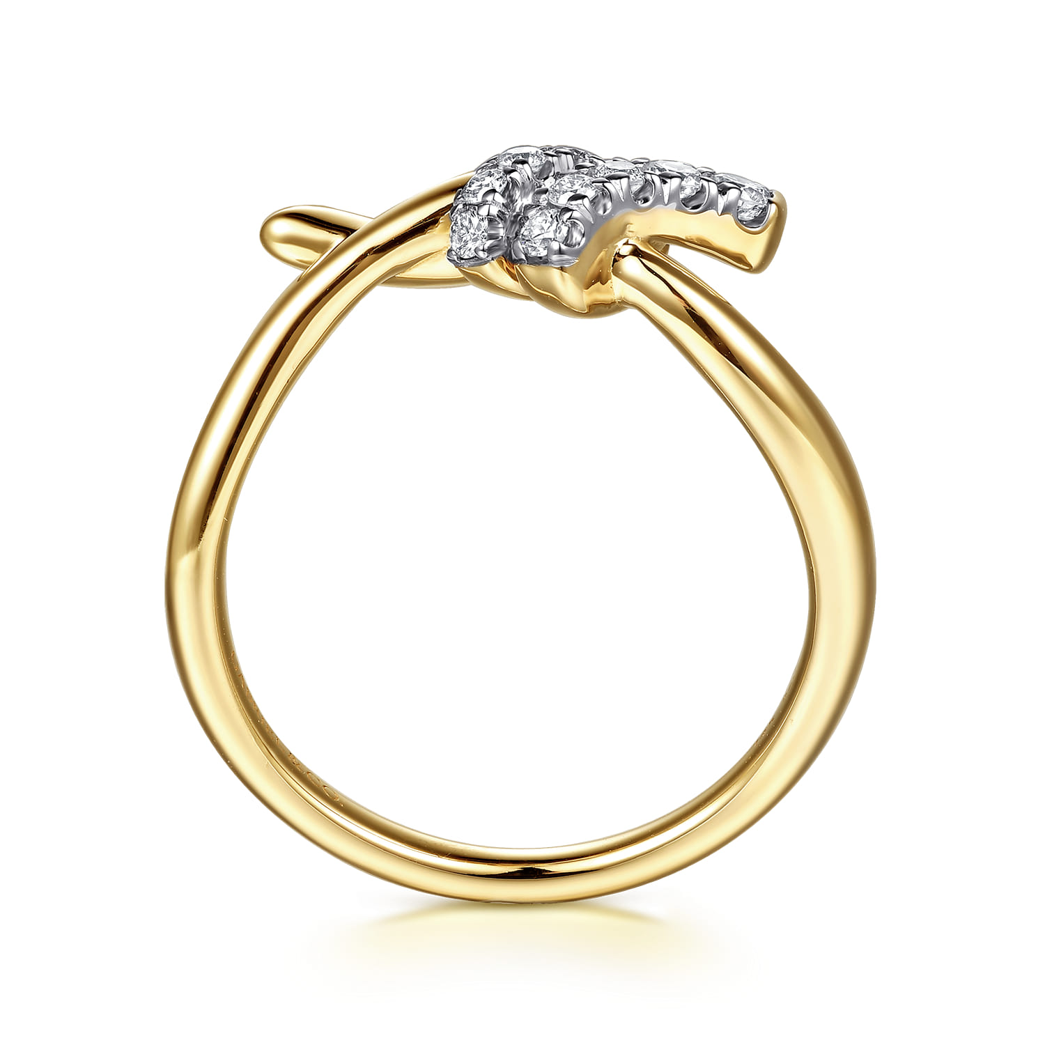 14K Yellow Gold Diamond Criss Cross Ring - 0.19 ct - Shot 2