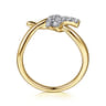 14K Yellow Gold Diamond Criss Cross Ring - 0.19 ct