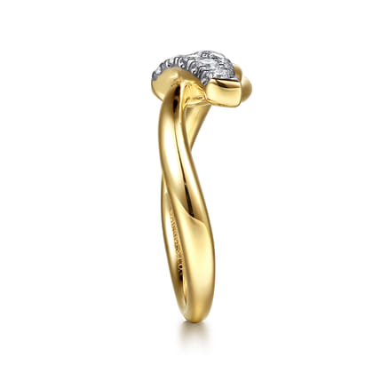 14K Yellow Gold Diamond Criss Cross Ring