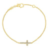 14K Yellow Gold Diamond Cross Chain Bracelet - 0.07 ct
