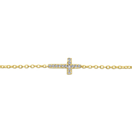 14K Yellow Gold Diamond Cross Chain Bracelet