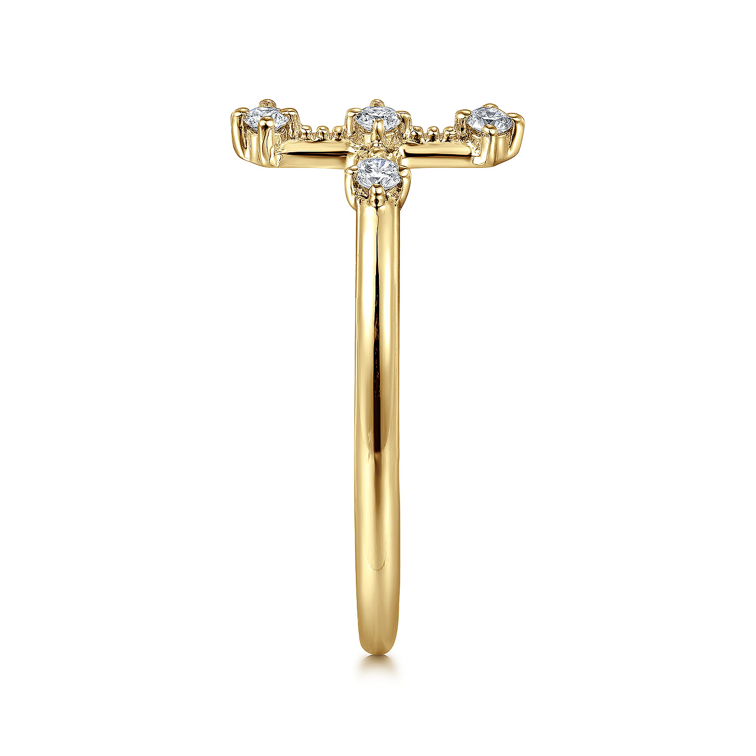 14K Yellow Gold Diamond Cross Ladies Ring