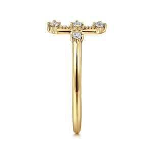 14K Yellow Gold Diamond Cross Ladies Ring